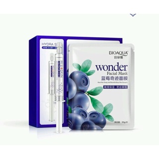 SET 5 MẶT NẠ GIẤY VÀ 1 SERUM TRẮNG DA BIOAQUA WONDER BLUEBERRY