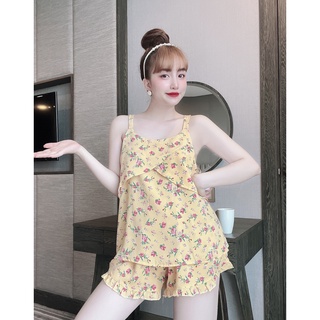 Đồ bộ pijama lụa mango đùi dây tiểu thư - form 40-58kg