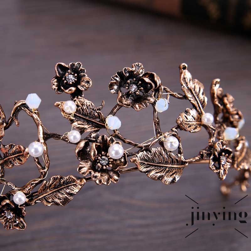 GETNOIVAS Vương miện cài tóc phối hạt ngọc trai giả phong cách retro cho cô dâu