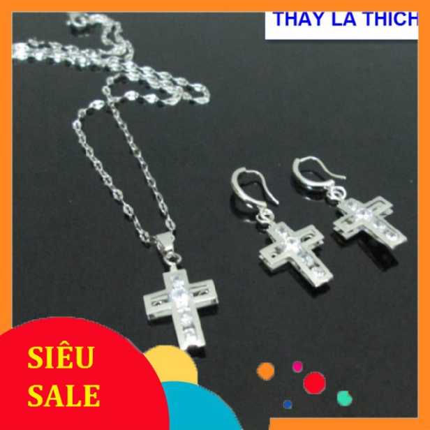 Bộ trang sức rẻ nhất trẻ em kiểu thánh giá đính đá - Giá bán trên = 2 món như hình - Cam kết 1 đổi 1 nếu hoen , gỉ sét