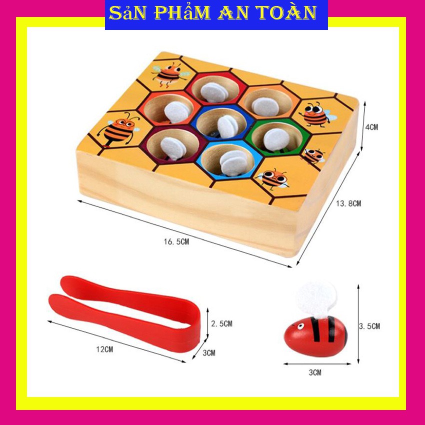 Đồ Chơi Thông Minh, Giáo cụ Montessori, Gắp Ong Vào Tổ, Giúp Bé Rèn Vận Động Tinh Phân Biệt Màu Sắc, Tập Gắp