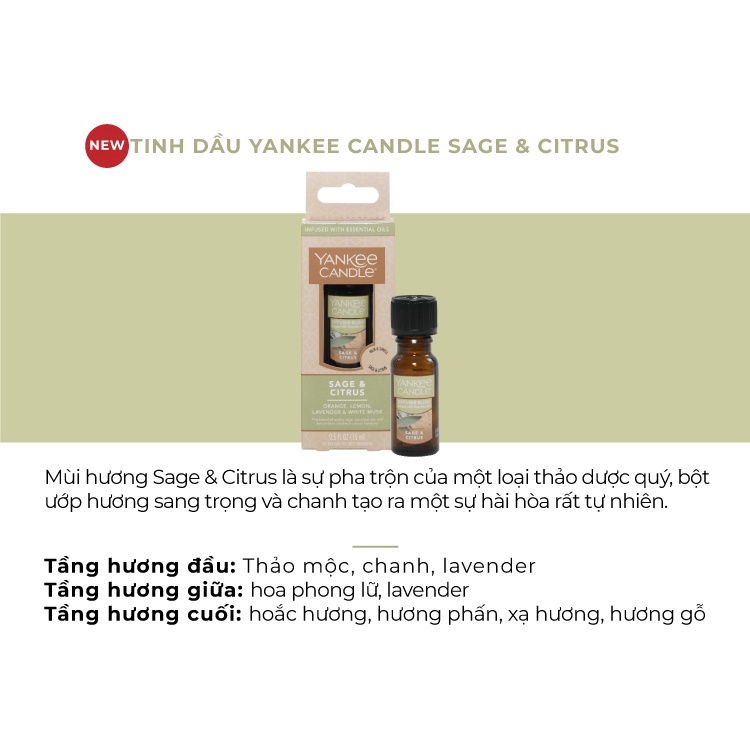 Tinh dầu Yankee Candle - Sage &amp; Citrus (15ml)