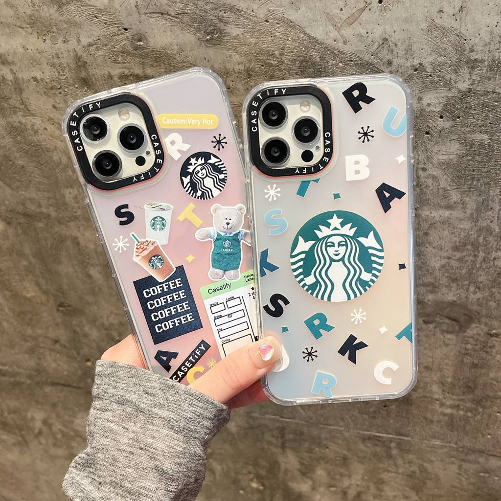 Ốp Điện Thoại TPU Màu Laser Họa Tiết Starbucks Độc Đáo Chống Trầy / Rơi / Bụi Bẩn Cho IPhone 11 13 14 Pro Max XR X / XS XSMAX