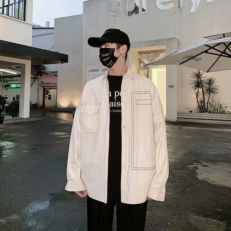 Áo Sơ Mi Dài Tay Phong Cách Hàn Quốc Trẻ Trung Dành thương Hợp thời trang Bình thường áo flannel from rộng siêu đẹp áo sơ mi nam trắng