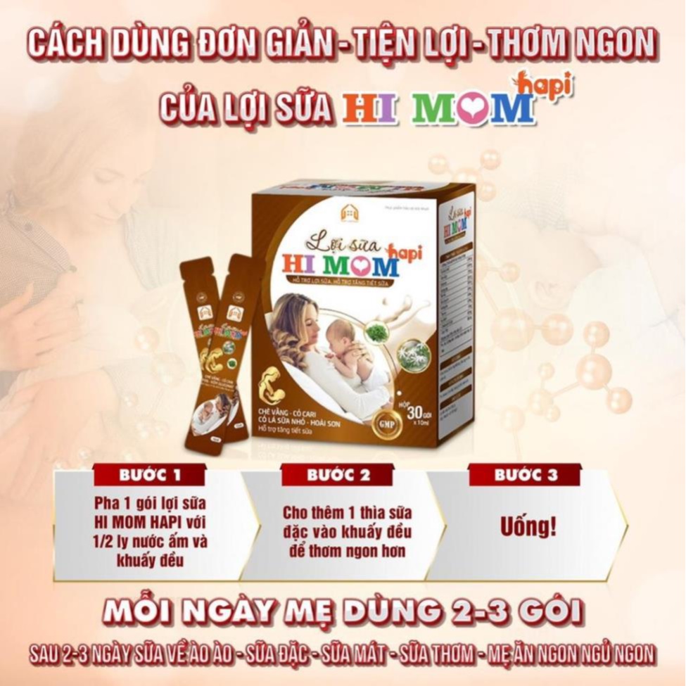 HI MOM Lợi Sữa HaPi, Hỗ Trợ tăng Tiết Sữa, Giảm Nguy Cơ Tắc Tuyến Sữa (Chính Hãng)