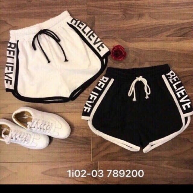 Quần đùi hot, Quần sooc lưng thun in chữ Free Size 38-56kg