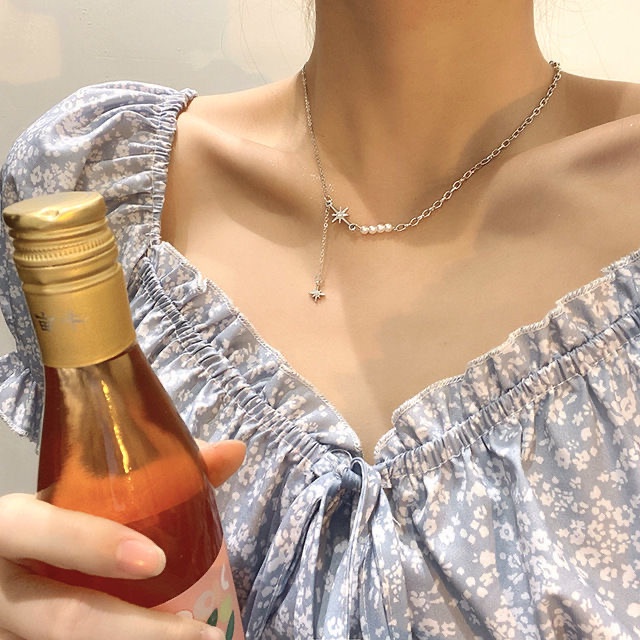 Vòng cổ ngọc trai nhân tạo mũi nhọn sang trọng cho nữ
