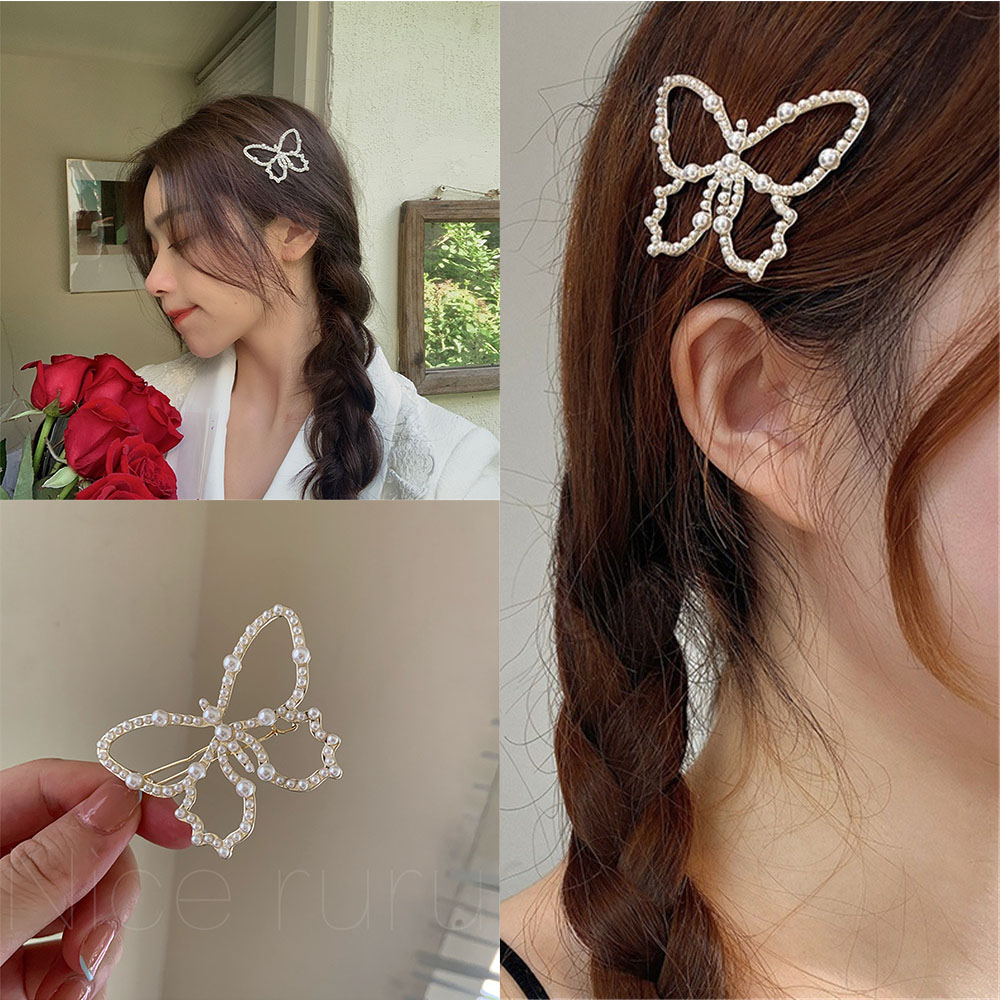 Kẹp Tóc Hình Bướm Đính Ngọc Trai Xinh Xắn Cho Nữ