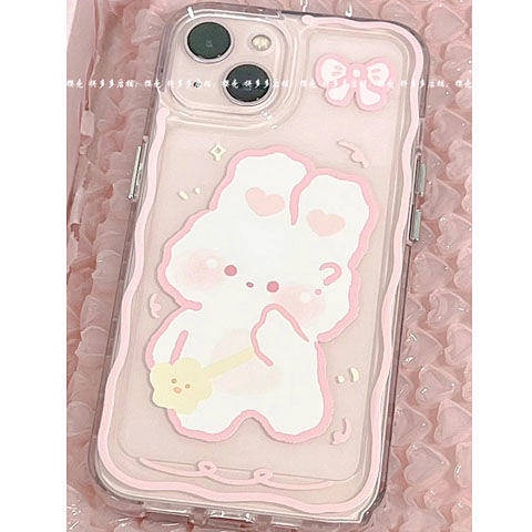 Ốp điện thoại trong suốt in hình thỏ đựng thẻ thích hợp cho iPhone Apple 13Promax Iphone12 11 Xs 8P