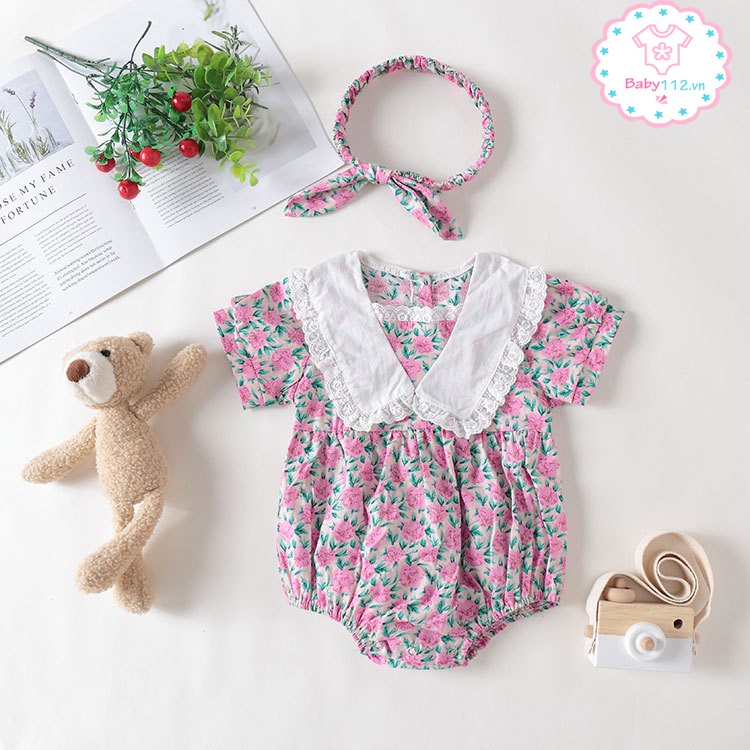 Đầm cho bé gái sơ sinh, váy cho bé gái sơ sinh kèm nơ họa tiết hoa phong cách mùa hè cho bé gái từ 0 tháng đến 2 tuổi