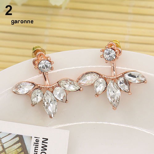 Khuyên tai hình chiếc lá đính đá phong cách thanh lịch dành cho nữ