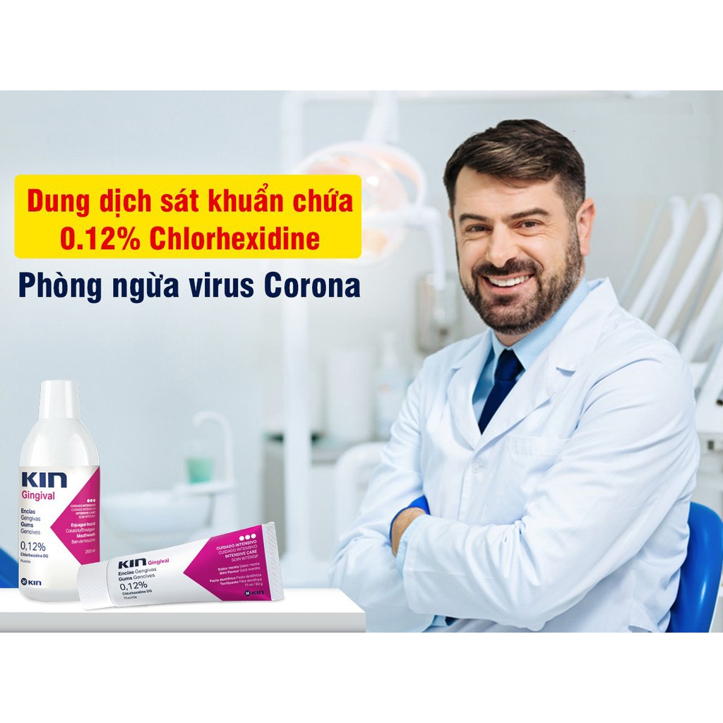 [NOWSHIP] Nước súc miệng KIN GINGIVAL 250ml (Chlohexidine 0.12%) sát khuẩn họng, ngừa viêm nướu [dvcareshop]