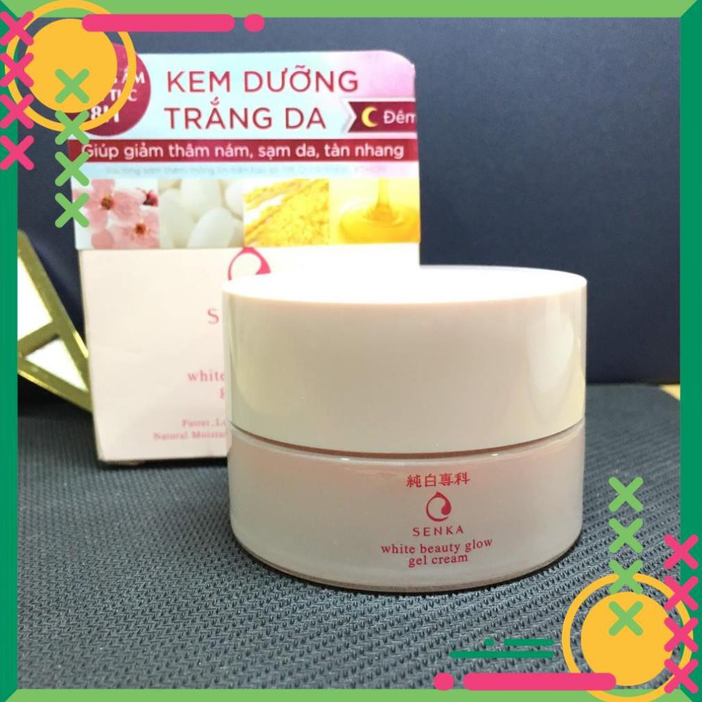 ( Mỹ Phẩm Nhunbe) Kem dưỡng trắng da Senka White Beauty Glow Gel Cream 50g