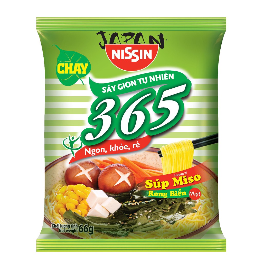 Thùng 30 gói mì không chiên 365 Nissin Súp miso rong biển Nhật 66g/gói | BigBuy360 - bigbuy360.vn