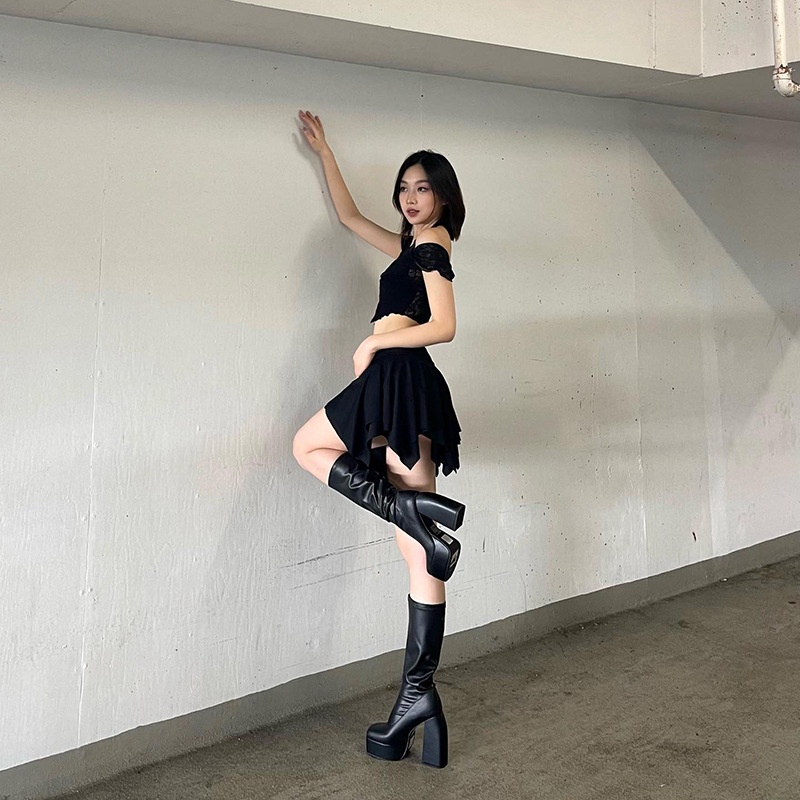 Bộ Áo Hở Vai + Chân Váy Mini y2k Thời Trang Quyến Rũ Cho Nữ