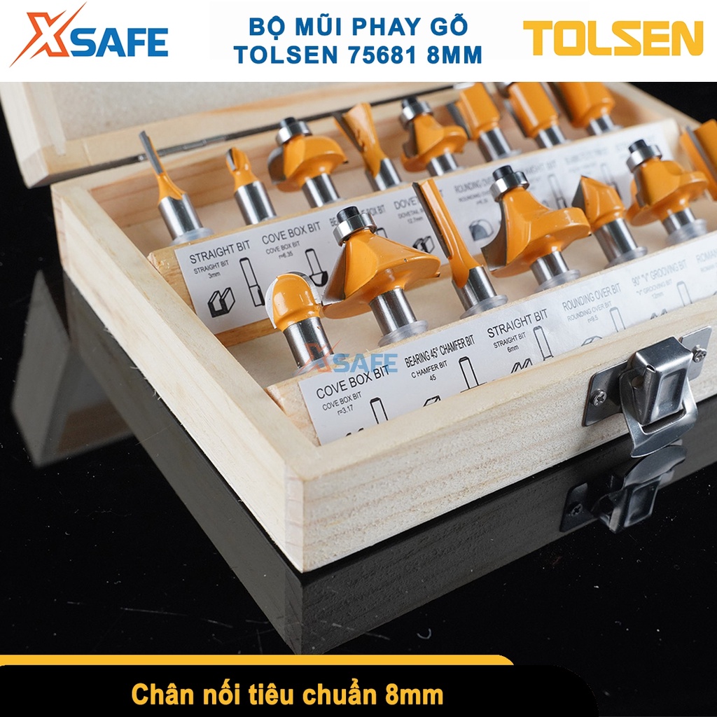 Bộ mũi phay gỗ TOLSEN 75681