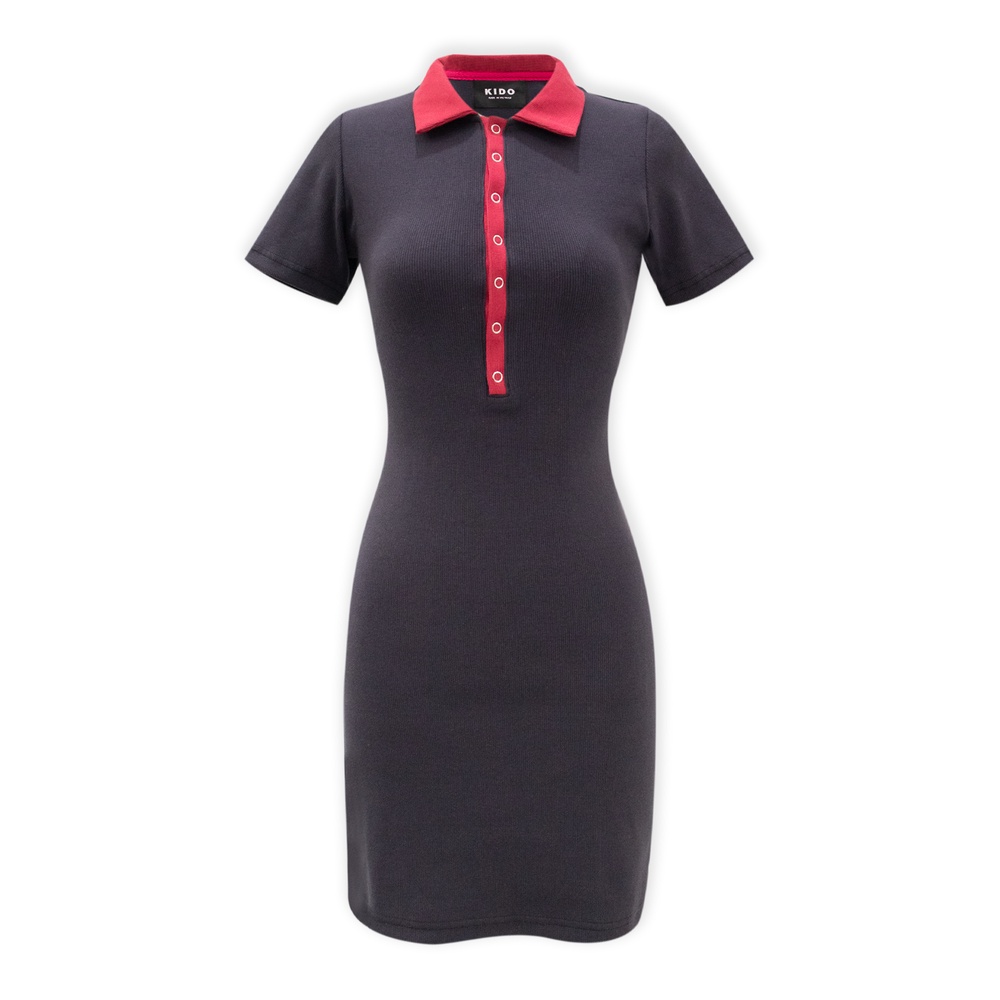 Đầm thun gân cổ gập POLO NECK DRESS