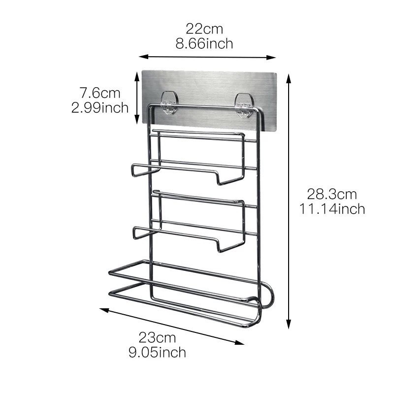 kệ inox để giấy cuộn dán tường nhà bếp, kệ để đồ dán cạnh tủ lạnh đa năng #5005