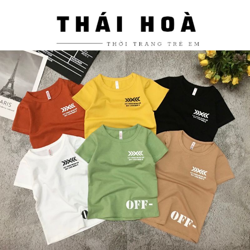 Áo thun bé trai in chữ off 7_20kg [SIZE NHÍ] chất liệu cotton 4 chiều mềm mịn