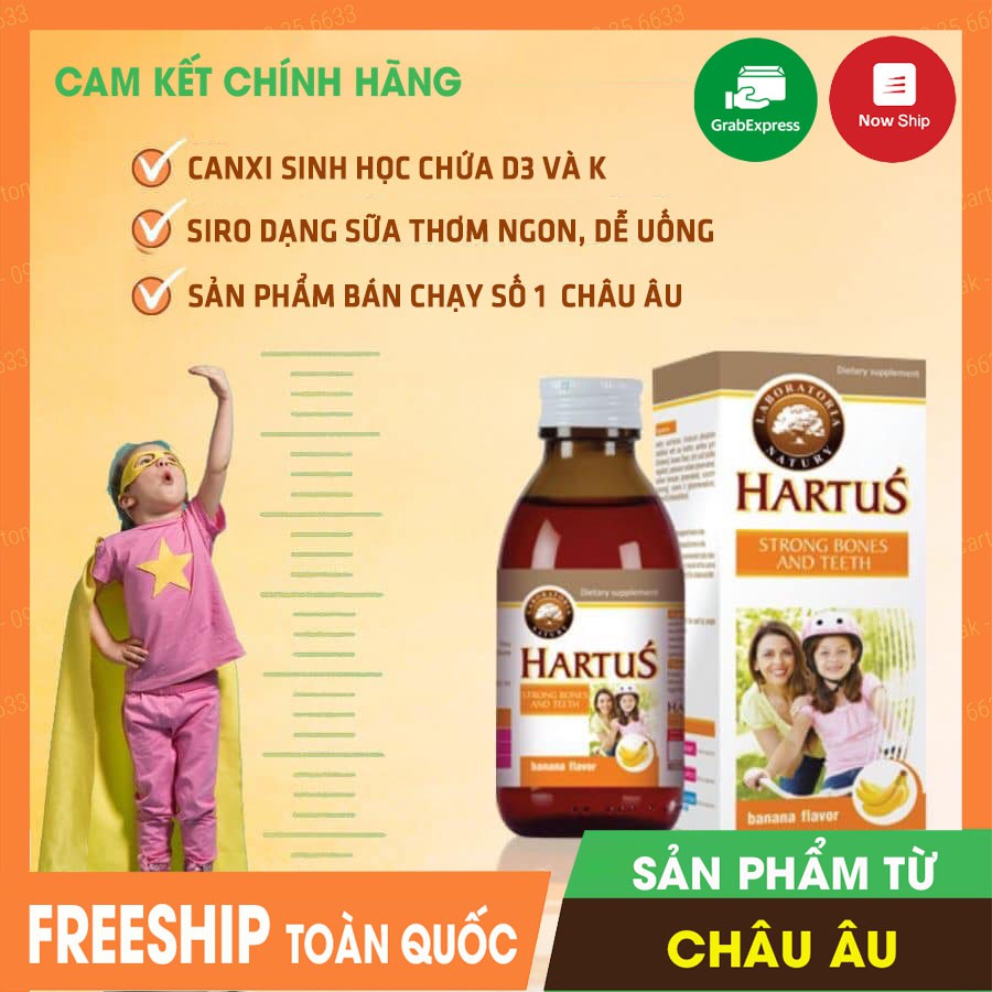 [Canxi cho trẻ - Tặng 2 khăn] Hartus’ Strong Bones &amp; Teeth (Hartus’ Calci) – Dùng cho phụ nữ có thai, trẻ &gt;4 tháng