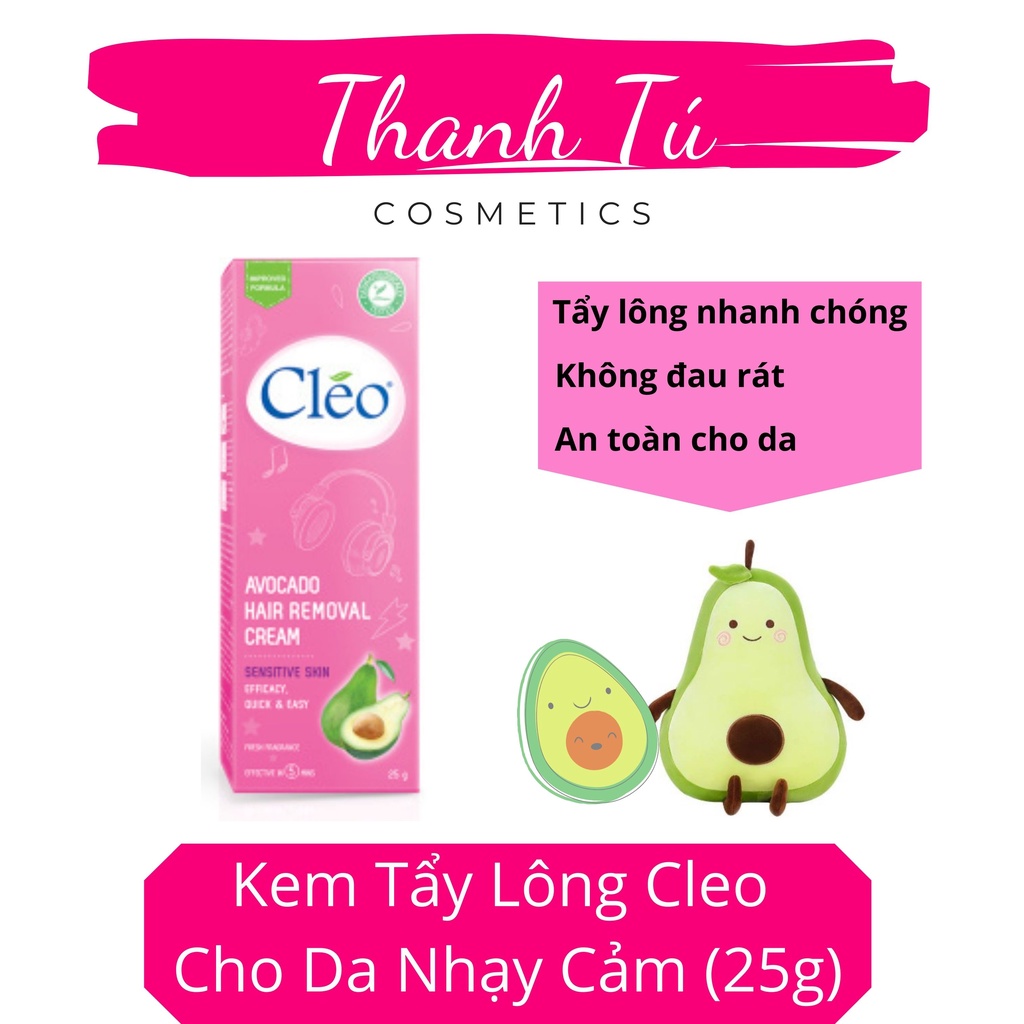 Kem Tẩy Lông CLEO Dành Cho Da Nhạy Cảm Hair Removal Cream Sensitive Từ Trái Bơ. Kem Tẩy Lông Cleo Hồng
