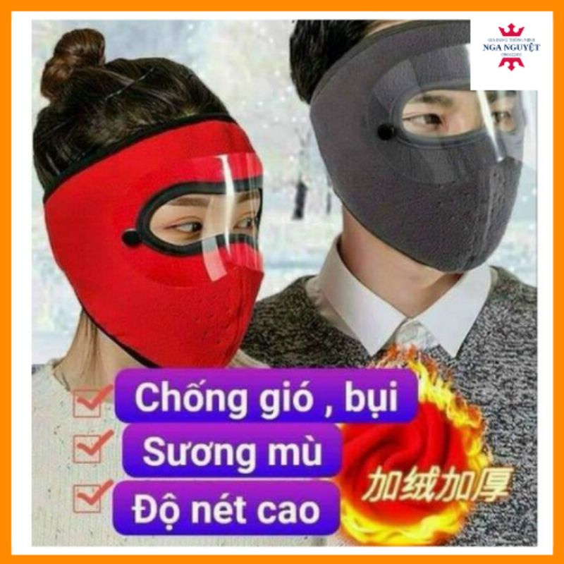 Khẩu trang ninja lót nỉ che kín mặt che tai chống nắng gió lạnh,có lỗ thông hơi ở miệng