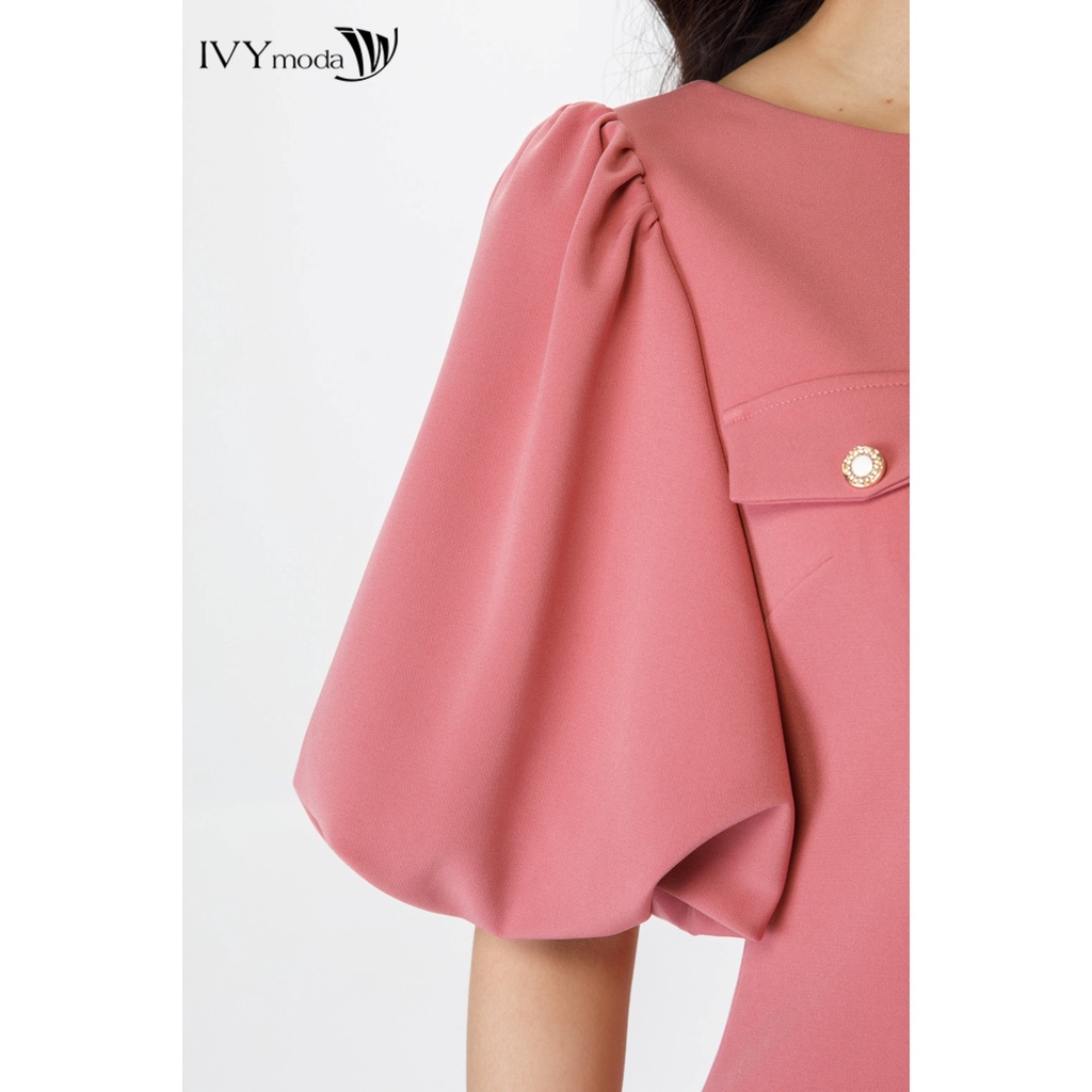 Đầm tay bồng chữ A IVY moda MS 48T0130