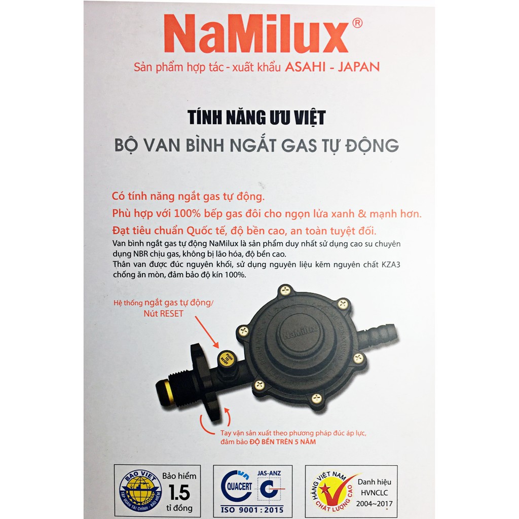 Combo Bếp gas dương Namilux NA-606ASM + Van điều áp ngắt gas tự động Namilux NA-345S-VN
