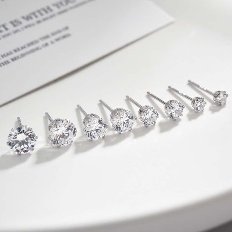 Simple CZ Stud Earring - Khuyên tai Bông tai bạc cao cấp s925 Nụ đá bling Bông nụ Calla Jewelry | E003