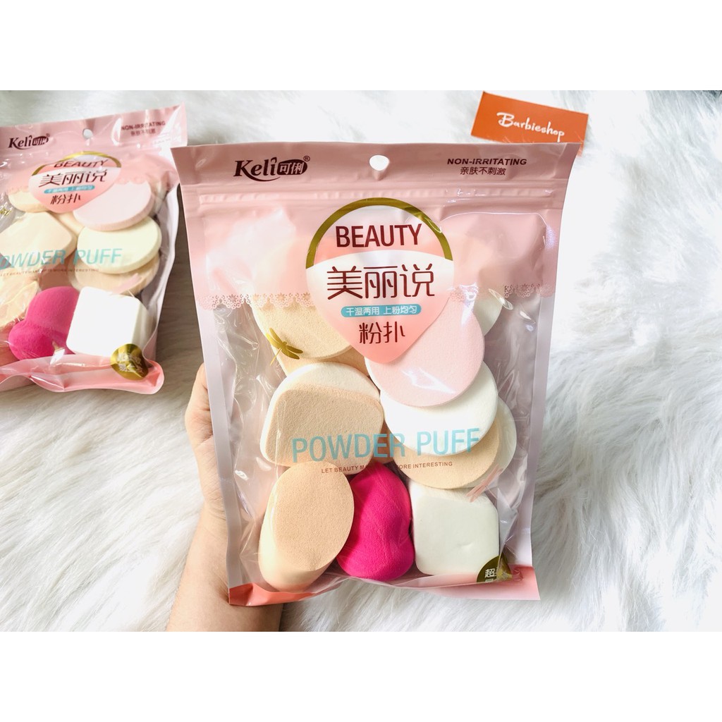 Set 13 bông mút trang điểm,dặm phấn chính hãng KELI - hàng xịn sò | BigBuy360 - bigbuy360.vn