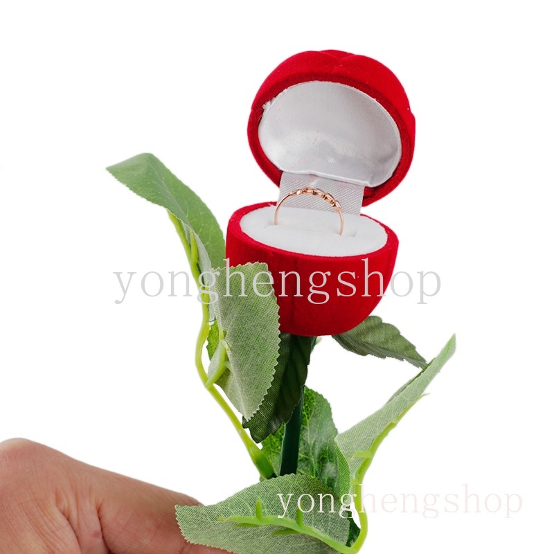 Hộp Đựng Nhẫn Hình Hoa Hồng Đỏ Độc Đáo