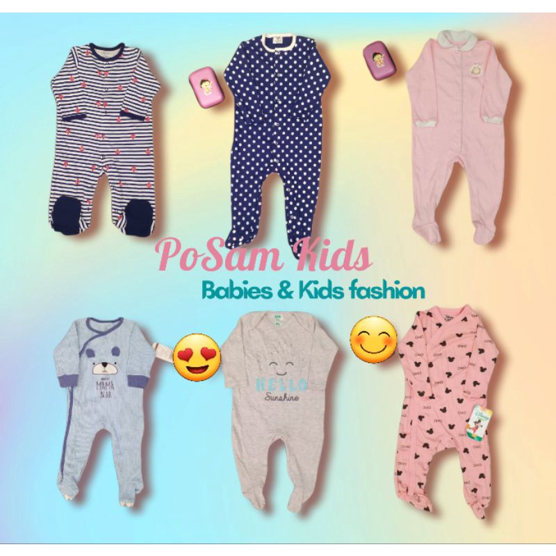 (CHỌN MẪU) Body Sleepsuit, Bodysuit Dài Tay Liền/ Không Liền Tất Vớ Cho Bé Trai Bé Gái 0-24months-PoSam Kids