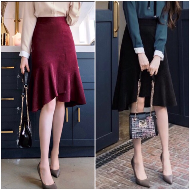 Bán sỉ chân váy da lộn đuôi cá cao cấp(video)