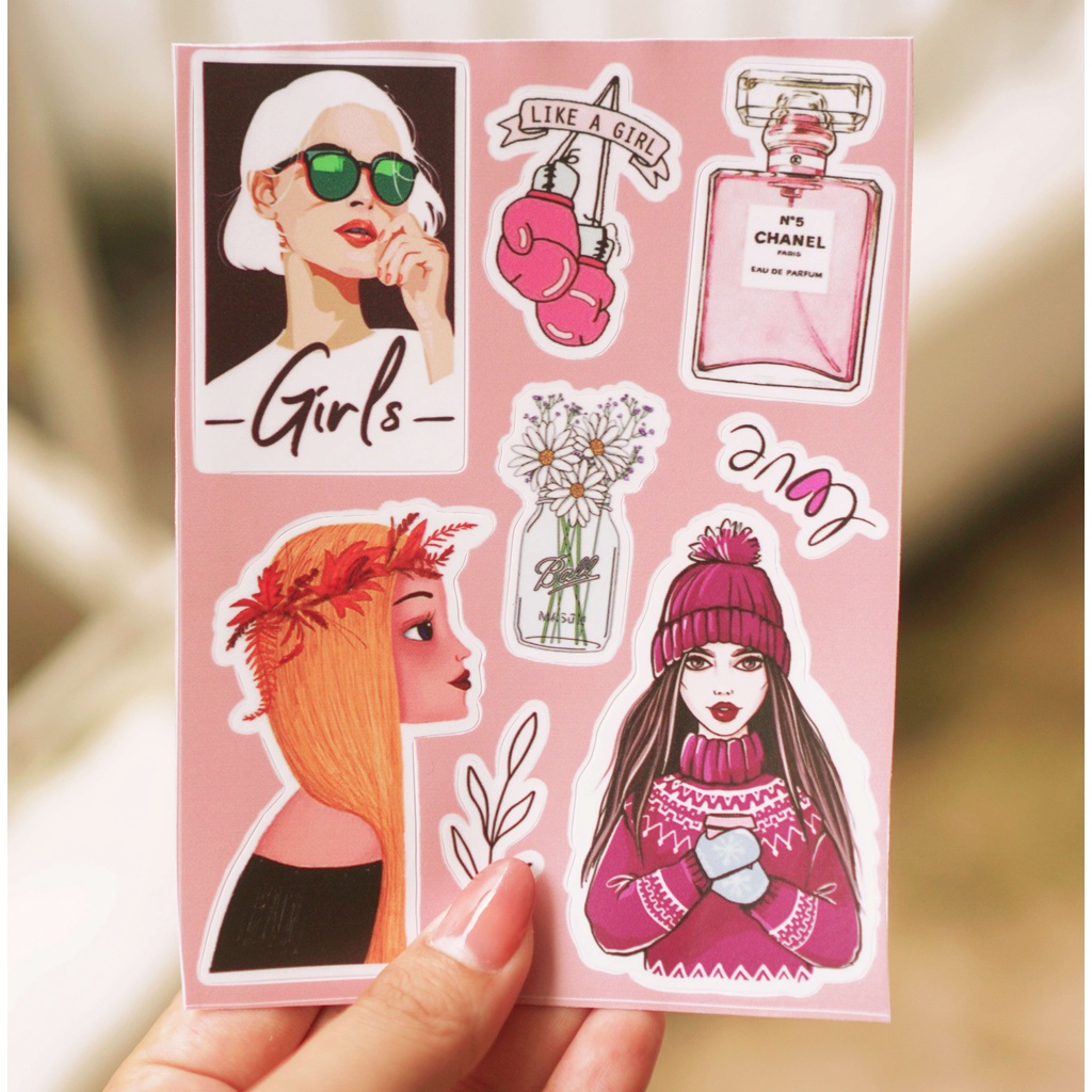 Bộ Sticker Girl Style Cá Tính Trang Trí Sổ Tay