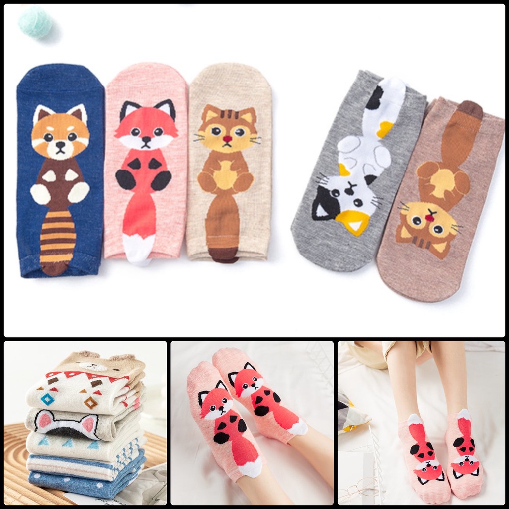 Vớ nữ cổ thấp hình con vật cute lên chân đáng yêu thời trang cao cấp giá rẻ chất liệu cotton bền bỉ
