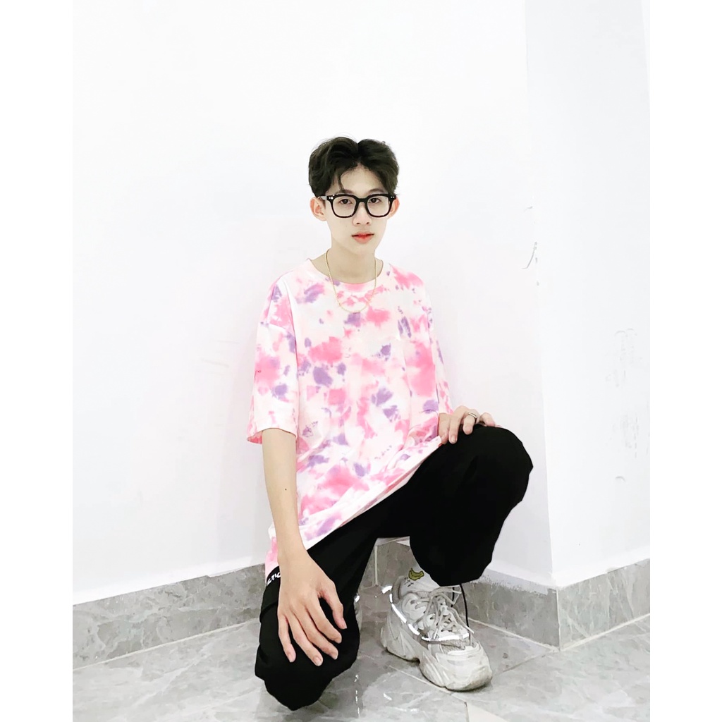 Áo thun nữ cổ tròn Ủn Ủn Meo Meo® WASH TIEDYE HỒNG