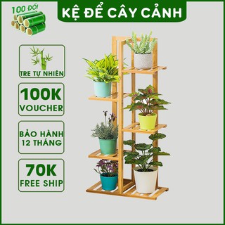 Giá kệ để chậu hoa, cây cảnh 100 ĐỐT bằng gỗ tre - Giá kệ để đồ đa năng sang trọng, hiện đại, sơn phủ bóng chống nước
