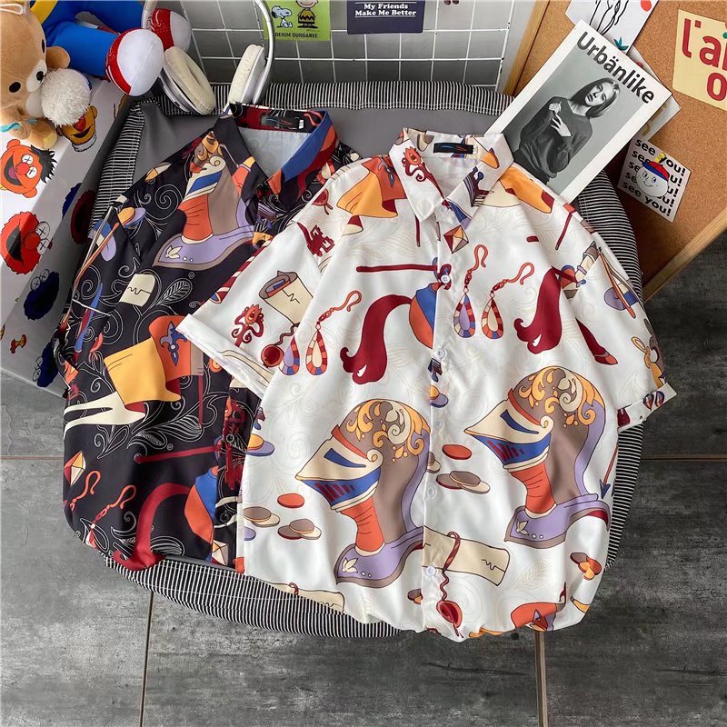 Áo sơ mi nam tay ngắn dáng rộng phong cách Hàn Quốc thời trang size M-3XL