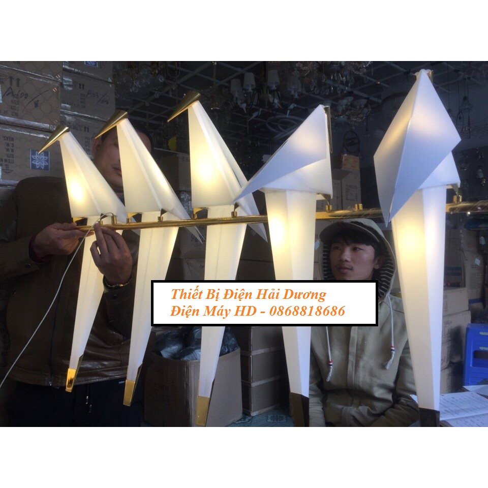 Đèn thả trang trí hình chim cao cấp (5 chim) LED - trang trí decor bàn ăn phòng bếp decor Bắc Âu - Bảo hành 1 năm