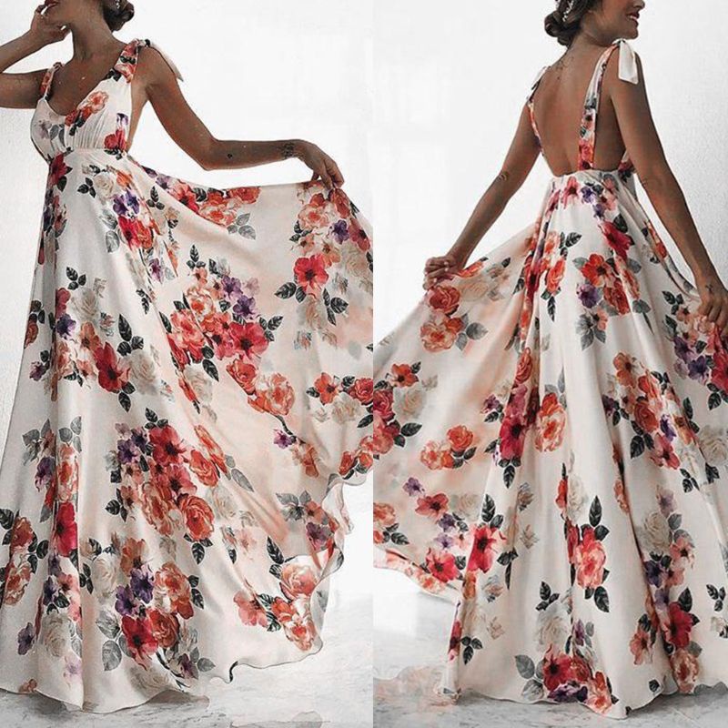 Đầm Maxi Dáng Dài Phong Cách Boho Thời Trang Đi Biển Mùa Hè Cho Nữ