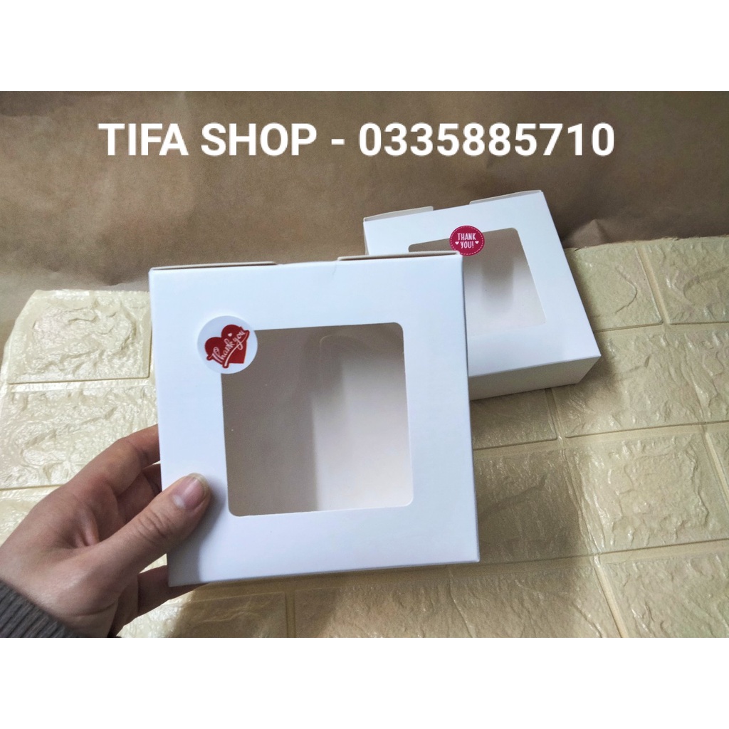 Loại nhỏ - Hộp đựng bánh hanmade kt 13,5x13,5x5cm có sẵn