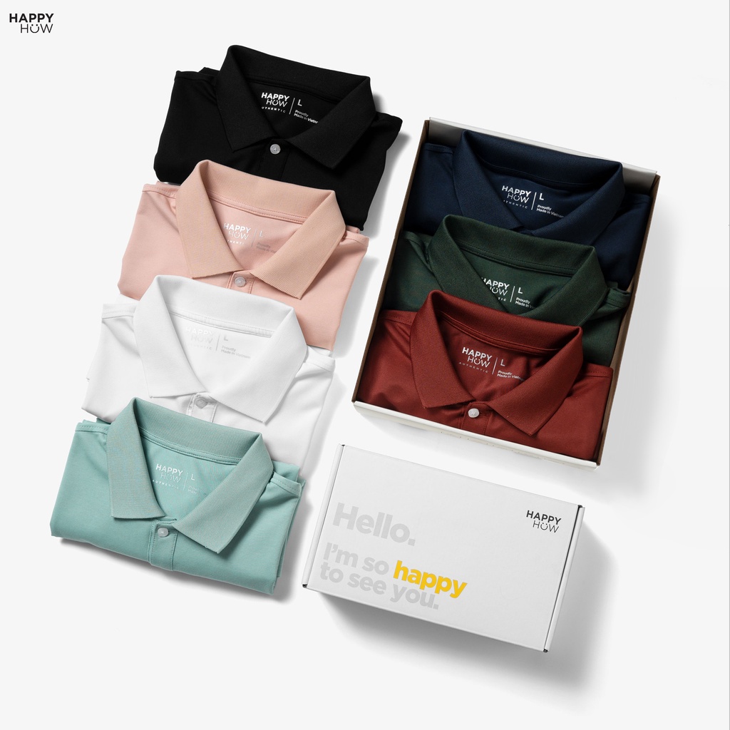 Áo thun POLO nam cổ bẻ BASIC CVC vải cá sấu Cotton trẻ trung 6 màu - HAPPYHOW - Hàng mới về