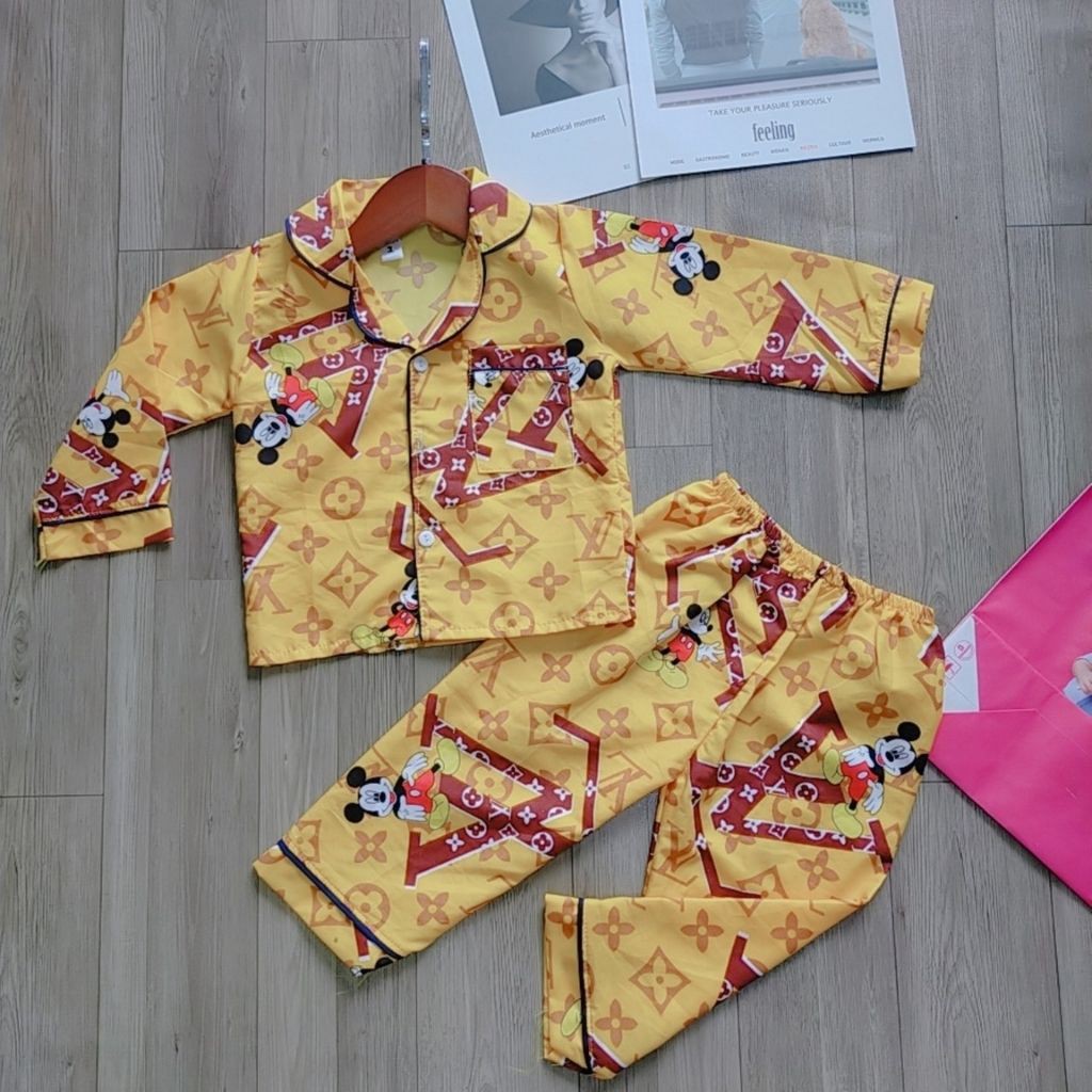 Bộ Piama Bộ Ngủ Dài Tay Cho Bé Gái -Chất Kate Lụa Thái Siêu Cưng -