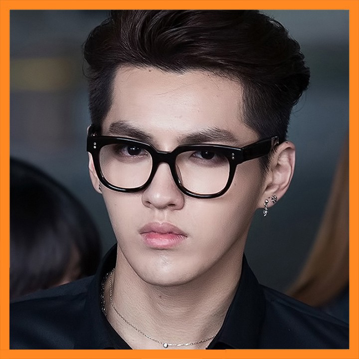 Kính V Nam Gọng To Mắt Kính Trắng Trong Giả Cận Kèm Hộp Đựng Khăn Lau | BigBuy360 - bigbuy360.vn