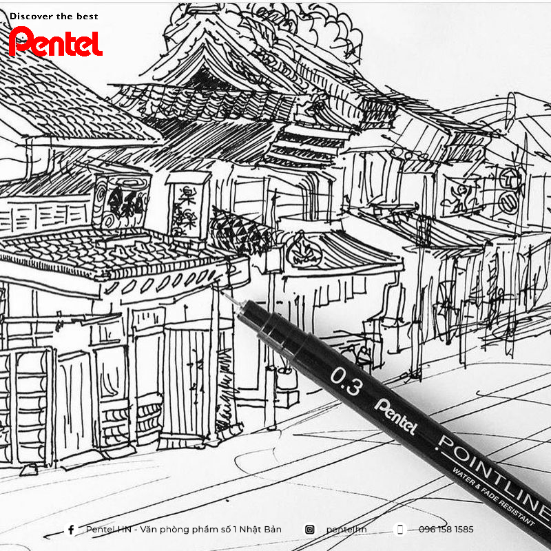 Bút Line Đi Nét Pentel Pointliner S20P Chuyên Dụng | 5 Kích Thước Tùy Chọn