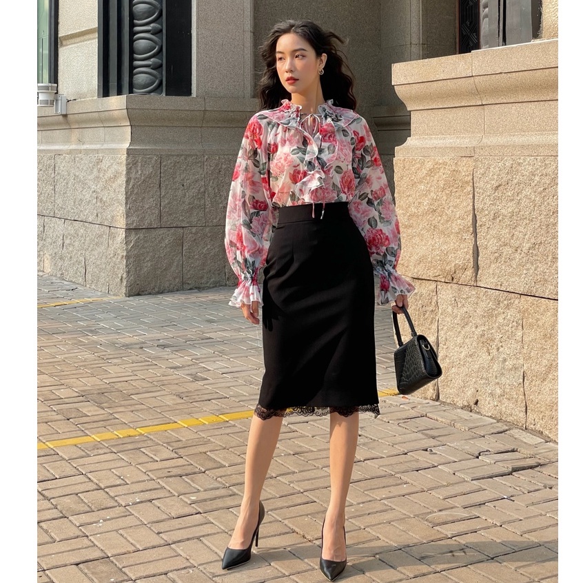 Chân váy bút chì pha ren HUONG BOUTIQUE HBZ395