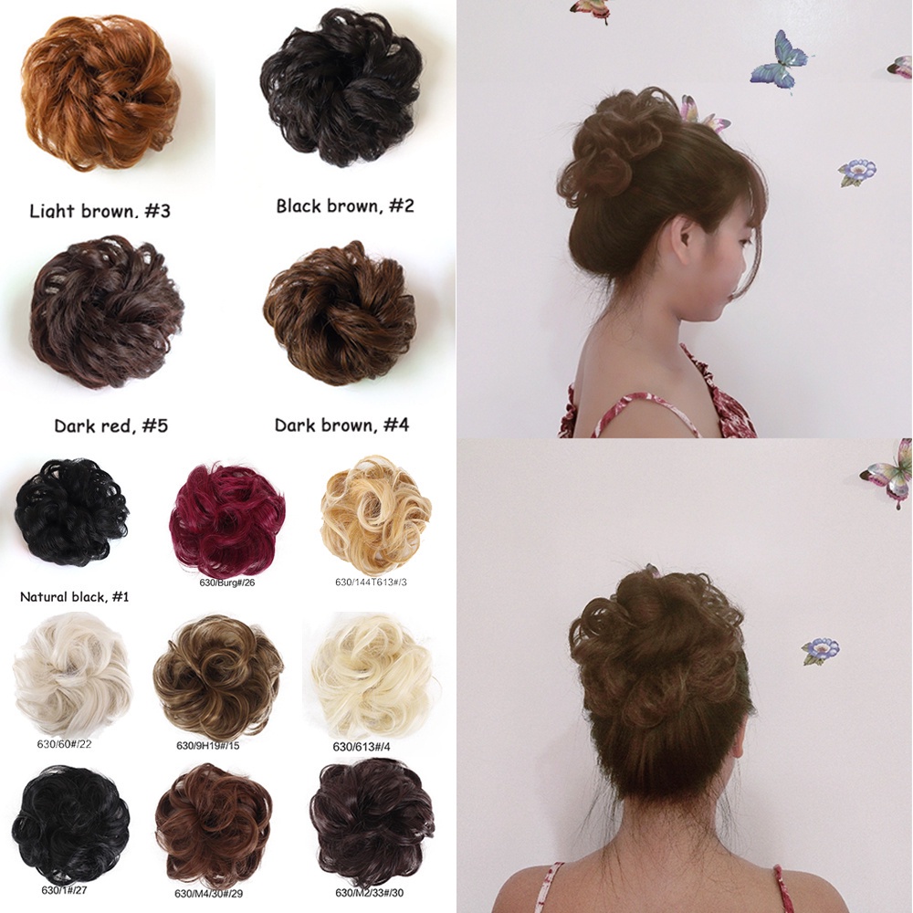 SmileFairyCC【COD &amp; Hàng Có Sẵn】Búi tóc giả rối thời trang trung niên dầy đẹp, búi tóc rối