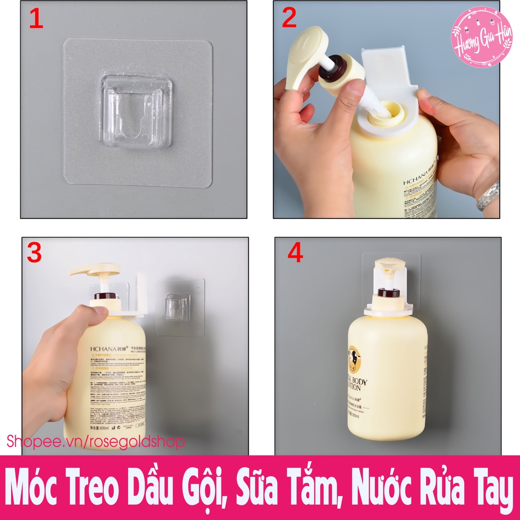 Móc Treo Dầu Gội, Sữa Tắm, Nước Rửa Tay Giúp Nhà Tắm, Bếp Gọn Gàng - Siêu Dính Siêu Chịu Lực