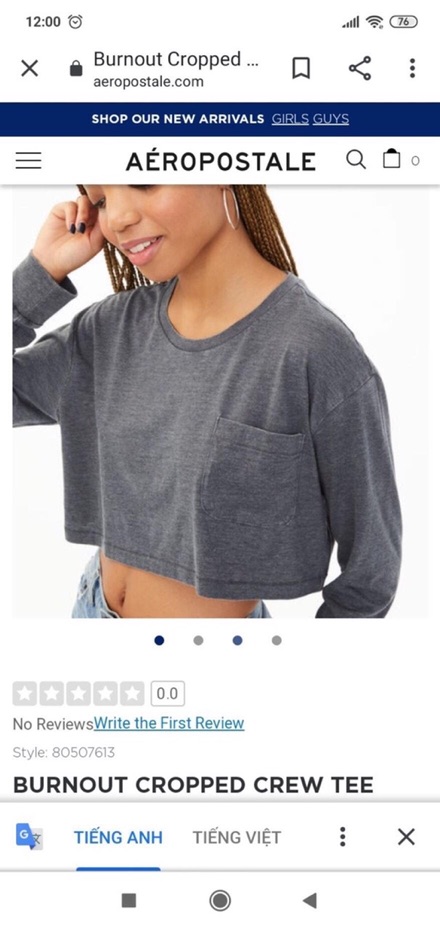 Áo croptop dài tay cotton aero