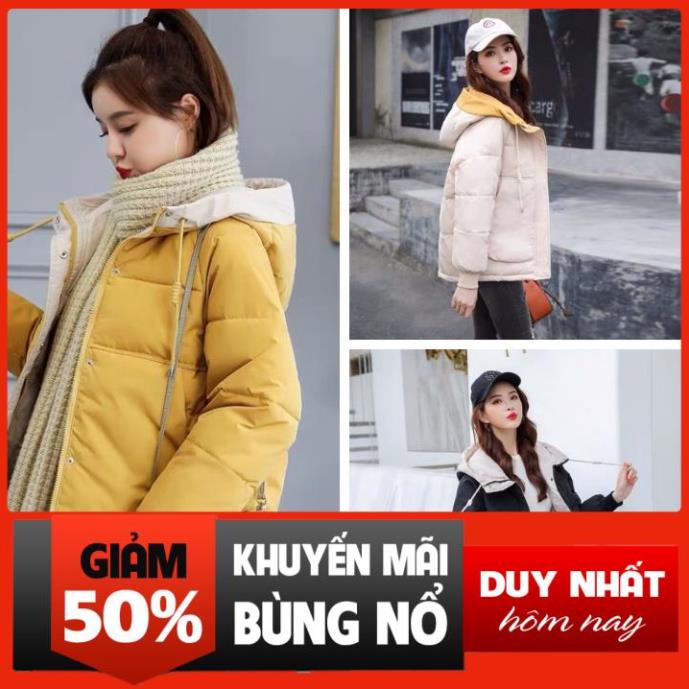 Áo phao nữ hàn quốc lông vũ chất đẹp cao cấp quảng châu màu đen kem vàng AP2